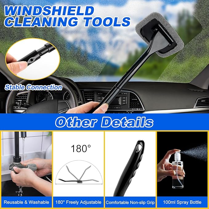 Car Detailing Kit, Car Detailing Brush Set, Bendable Car Wheel Rim Cleaner Brush Set, Car Detailing Brushes, Car Wash Cleaning Tools Kit for Interior, Exterior, Wheels, Blue