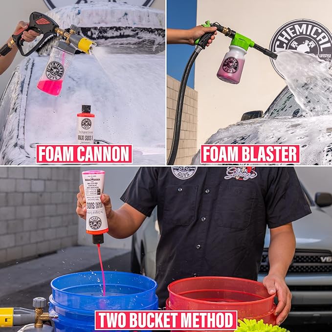 Chemical Guys CWS_101_16W Car Wash Starter Bundle - Maxi-Suds II Foaming Car Wash Soap, 16 oz, Cherry Scent + Green Chenille Wash Mitt (2 Items) Works on Cars, Trucks, SUVs, RVs & More