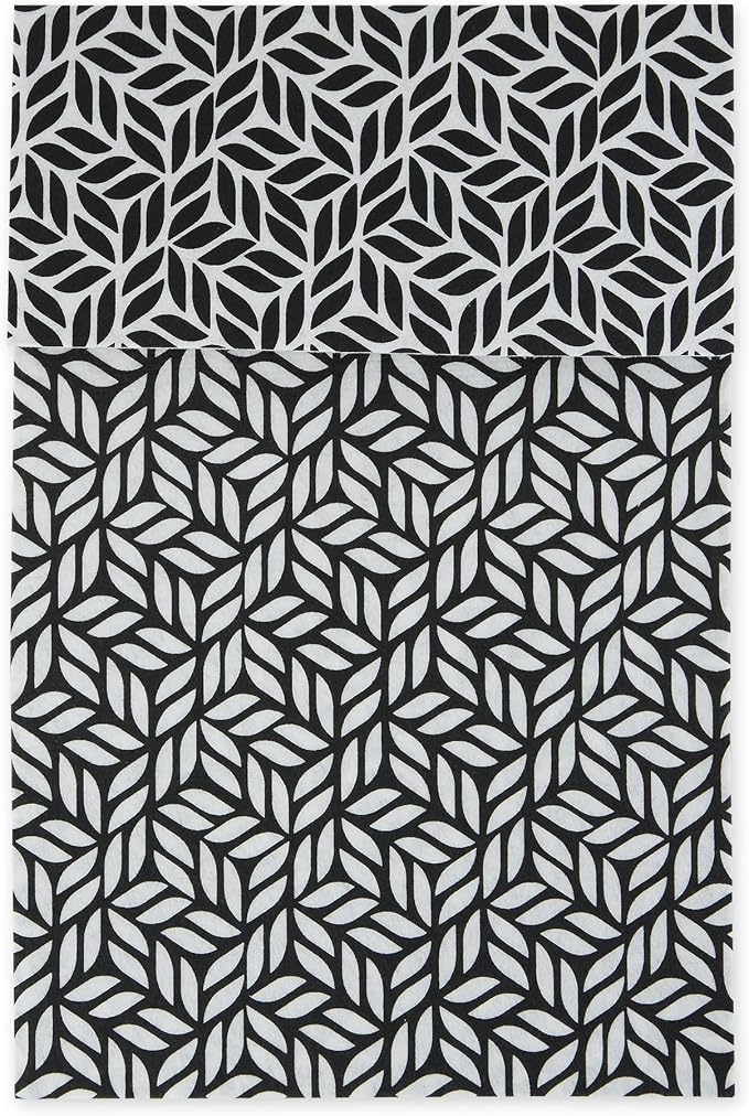 DII Fridge Liner Collection Non-Adhesive, Cut to Fit, 12x24, Black Abstract Leaf, 6 Piece