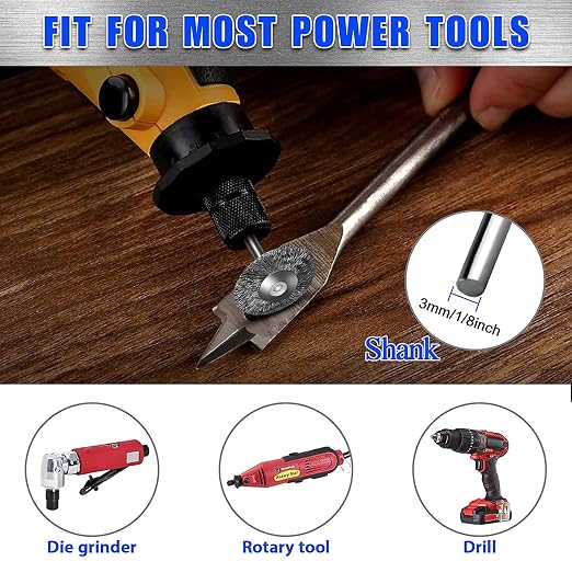 42Psc Wire Wheel Brush Set, Rotary Tool Wire Brush, Steel Wire Wheels Pen Brushes Set Kit Accessories for Rotary Tool-1/8(3mm) Shank