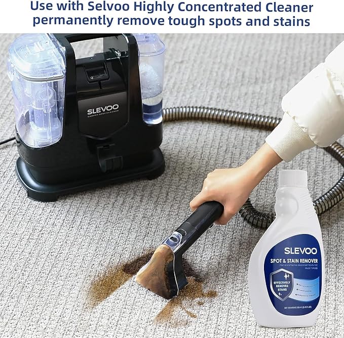 Slevoo Portable Carpet Cleaner Machine with 1 Bottle Cleaning Solutions, Upholstery and Furniture Cleaner with Powerful 400W Motor and Strong Suction for Pet Footprint, Dust, Oil