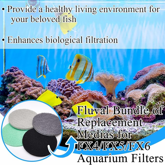 Threlaco 26 Pcs Canister Filter Media Replacement Kit Compatible with Fluval Fx4 Fx5 Fx6 Include Foam Filter Pads, Aquarium Maintenance Water Polishing Pads, Silicone Lubricant, Towels