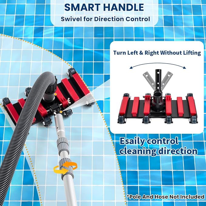 Sepetrel Commercial Grade Pool Vacuum Head with Wheels,14" Extra-Wide & Weighted Flexible Heavy-Duty Vac Cleaner for Effortless, Deep Cleaning