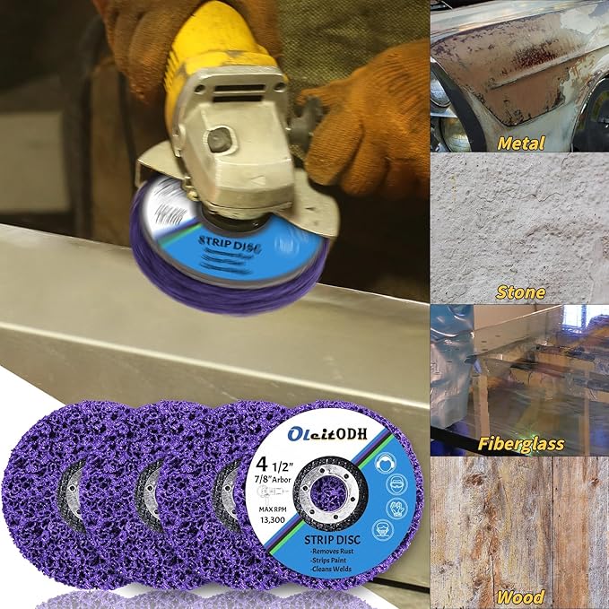 15 Pcs 4-1/2" x 7/8" Strip Discs Bulk, Paint Stripping and Rust Removal Wheels for Angle Grinders, Abrasive Grinding Discs for Metal, Wood, and Fiberglass