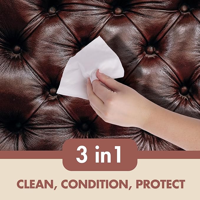 Swanky Leather Wipes - Leather Cleaner and Conditioner for Purses, Shoes, Furniture Polish & Car Seats, Prevents Fading & Cracking, Restores Softness & Shine - Canister, 100 Count