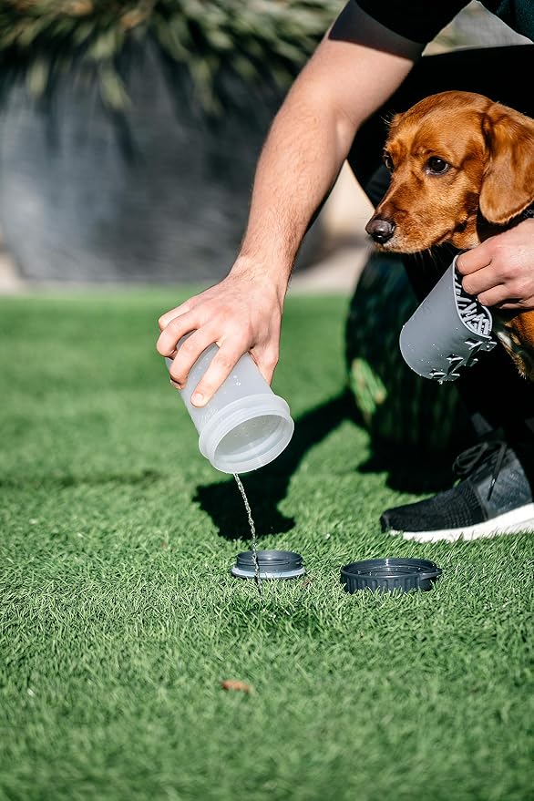 Dexas Lidded MudBuster Large Dog Paw Cleaner, Light Gray, Fits 2.5"-3.5" Wide Paws Gentle Silicone Bristles for Quick, Easy Cleaning