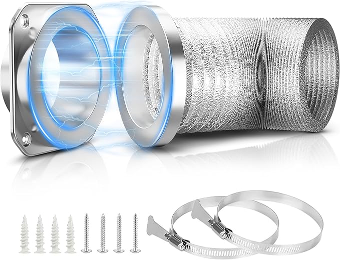 Magnetic Dryer Vent Connector Kit DV180, 4 Inch Dryer Vent Hose with Magnetic Coupling & Aluminum Duct, Leak-Resistant, Heat-Resistant, Flexible, Easy to Install and Clean, for Most Dryer