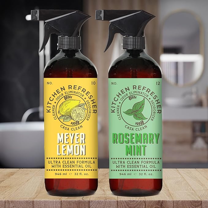 Casa Clean Multi-Purpose Cleaners, Meyer Lemon and Rosemary Mint, Ultra Clean Formula with Essential Oil, 32oz 4 pack. Home and Body Company