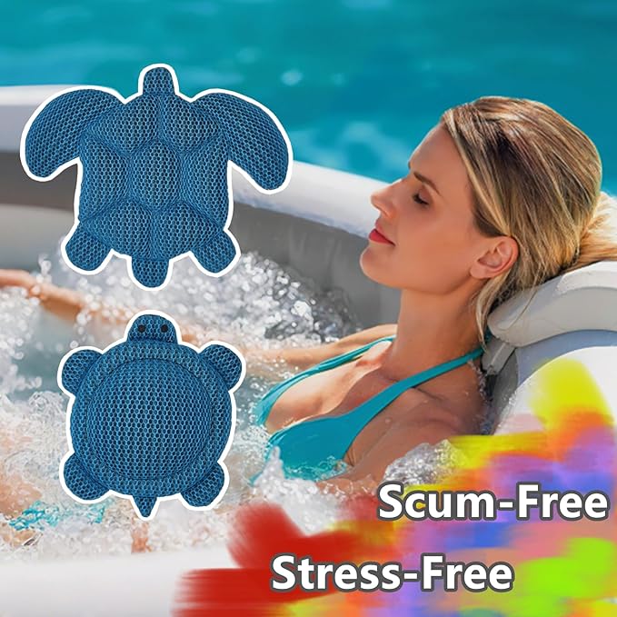 Turtle Filter Hot Tub Scum Absorber 2 Pack Reusable Sponge for Hot Tub Cleaner, Washable Oil Absorber for Hot Tub Accessories, Compatible with Coleman/Intex/SaluSpa Inflatable Hot Tubs