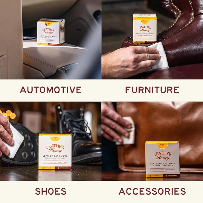 Leather Honey Combo Wipes with Conditioner and Cleaner Wipes