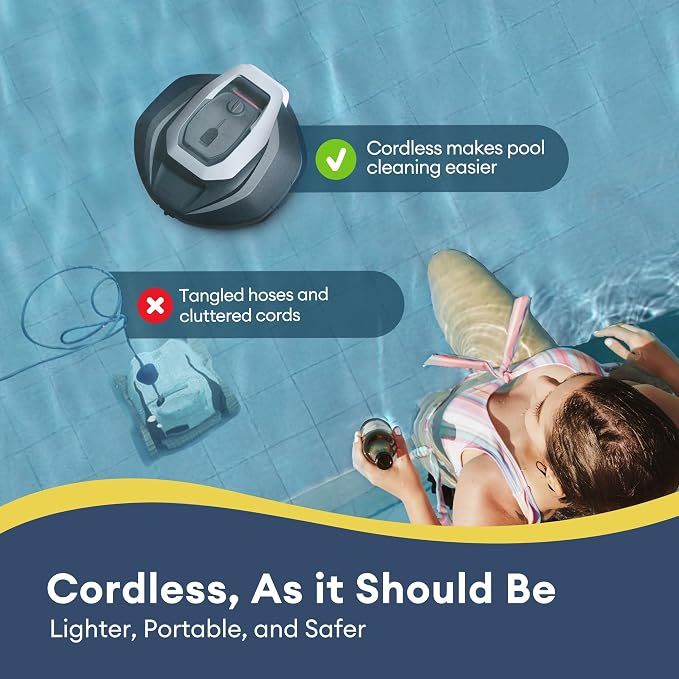 Robotic Pool Cleaner, Pool Vacuum for Above & In-Ground Pool, Dual-Motor Suction, 90Mins Runtime Automatic Self-Parking, 2.5h Fast Charging, Up to 850 Sq.ft, Pooleco S110