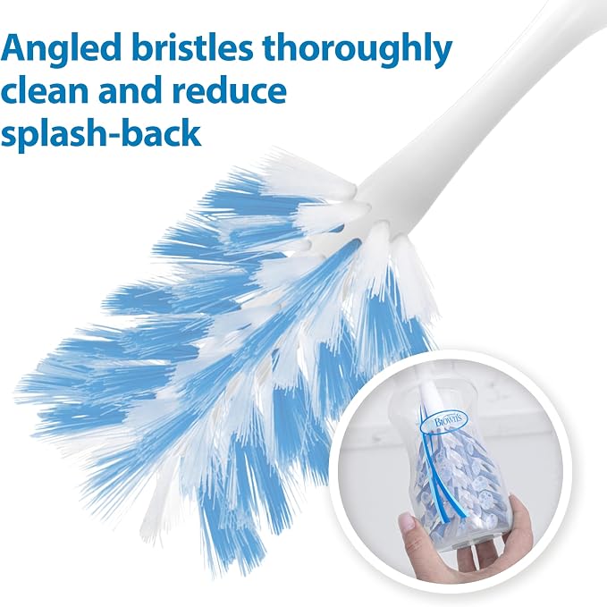 Dr. Brown's Deluxe Bottle Brush for Cleaning Baby Bottles, Nipples, and Sippy Cups with Suction Cup Stand and Vent Brush, BPA-Free, Blue, 1-Pack (Packaging and Color May Vary)