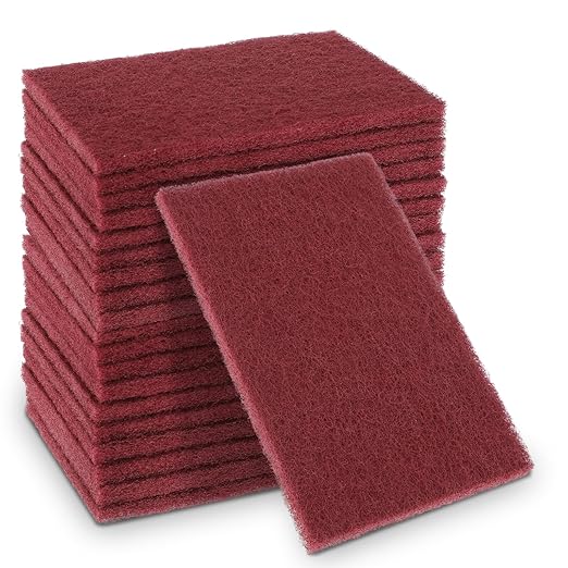 20 Pack 7447 General Purpose Scrub Pad - Maroon, 6" X 9" Abrasive Finishing Pad for Paint Prep, Scuffing, Scouring, Sanding, Adhesion Scratch