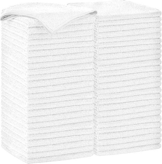 AIDEA Microfiber Cleaning Cloth White-50PK, Soft Microfiber Towels for Cars, Absorbent Cleaning Rags, Lint-Free Streak-Free Wash Cloths for House, Kitchen, Window,11.5"×11.5"