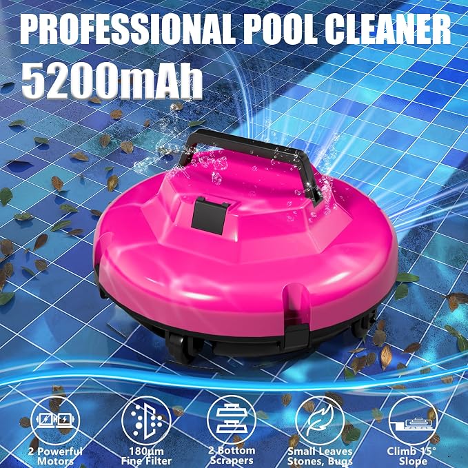 2026 Cordless Robotic Pool Cleaner, Pool Vacuum for Above Ground Pool with 120 Mins Runtime, Auto-Parking Robot Pool Cleaner for Inground Flat Pools Up to 1000 sq.ft