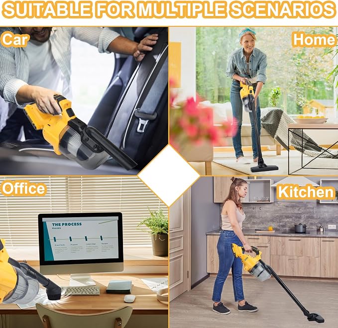 Cordless Vacuum Cleaner for Dewalt 20v Battery, Brushless Stick Vacuum with Washable HEPA Filter 55CFM Handheld Vacuum Cleaner for Home Car Hardwood Floor Carpet, Cordless Shop Vac(Tool Only)