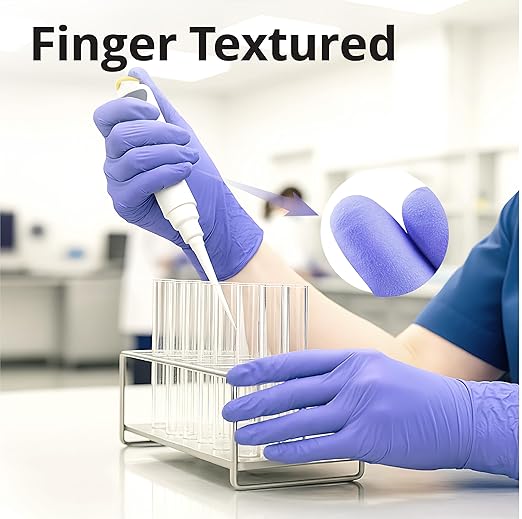 SwiftGrip Disposable Nitrile Exam Gloves, 3-mil, Large, Box of 50, Violet Nitrile Gloves Disposable Latex Free for Medical, Cleaning, Cooking & Esthetician, Food-Safe, Powder-Free, Non-Sterile, Purple