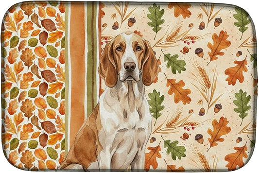 Caroline's Treasures Bracco Italiano Heirloom Fall Dish Drying Mat Absorbent Dish Drying Mat Pad for Kitchen Counter Dish Drainer Mat for Countertop, 14 x 21", Multicolor