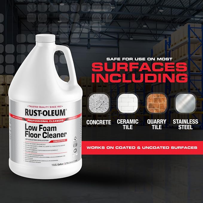 Rust-Oleum Professional Cleaners Low Foam Floor Cleaner | 1 Gallon (128 oz) | Professional Strength Concentrate | Lemon Scent | 4 Pack