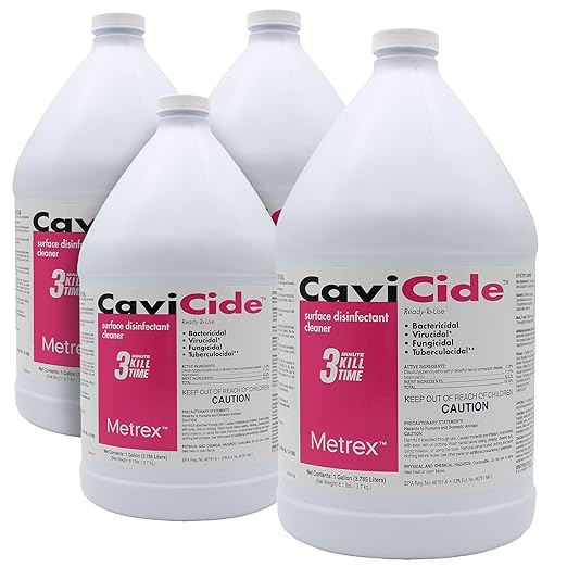 Metrex CaviCide Surface Disinfectant Cleaner, 13-1000 – Multi-Purpose Disinfectant & Cleaner for Medical Devices, NICU, Operating Rooms, Patient Care Areas, Labs, Schools – 1 Gallon (4 Bottles/Case)