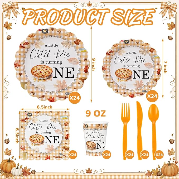 200 Pcs Little Cutie Pie Baby Shower Party Decorations Plates and Napkins Disposable Tableware Set a Little Cutie Pie Is Turning One Decorations for 25 Guests Baby Shower Birthday Supplies