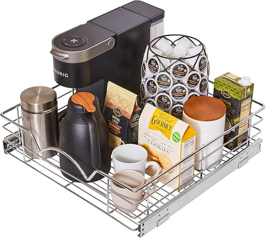 HOLDN’ STORAGE Pull Out Cabinet Organizer, Slide Out Drawer for Kitchen Cabinets & Pantry, Roll Out Shelf for Pots, Pans & Under Sink Storage, Heavy-Duty Full-Extension, 20"W x 21"D x 5"H