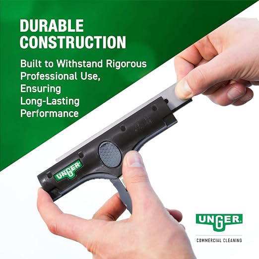 Unger Commercial ErgoTec® Ninja 4" Glass Scraper with Blade and Safety Cap – Adjustable Angle for Efficient Window Cleaning EN100