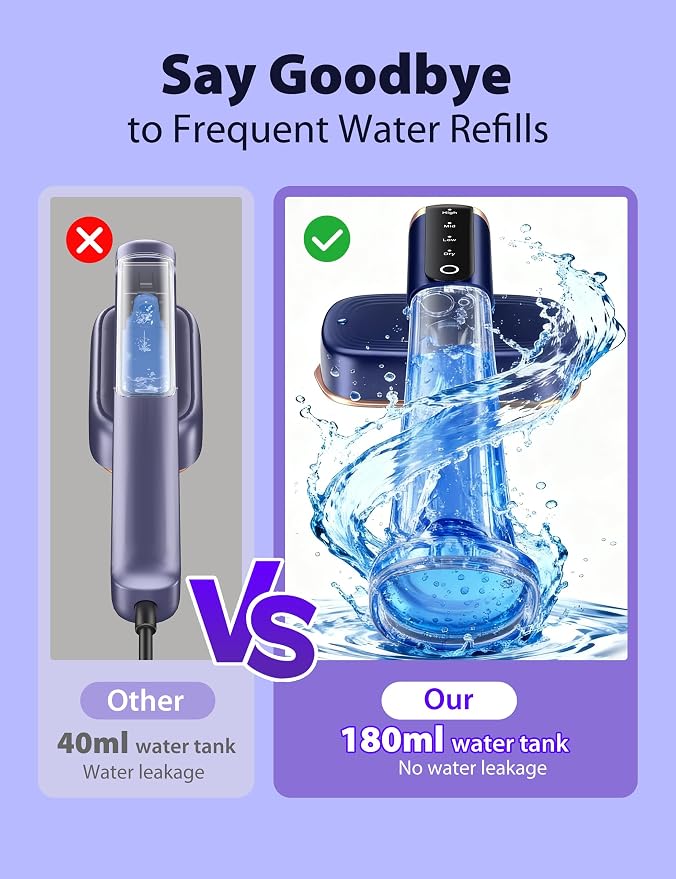 Travel Steamer for Clothes with 180 ml Water Tanks,15s Fast Heat-up,24 g/min Strong Steam Performance, Portable Garment Steamer with Touch Control, Steam Iron Gold Blue