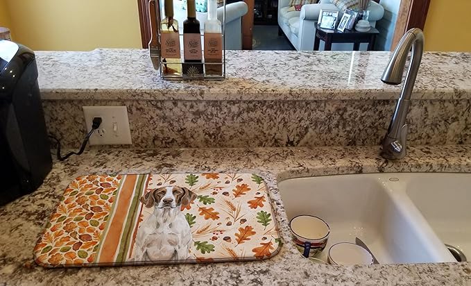Caroline's Treasures Liver and White Pointer Heirloom Fall Dish Drying Mat Absorbent Dish Drying Mat Pad for Kitchen Counter Dish Drainer Mat for Countertop, 14 x 21", Multicolor