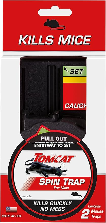 Tomcat Spin Trap for Mice,Fully Enclosed Mouse Trap Provides a Quick,No-Mess Kill,2 Traps,(Pack of 8)