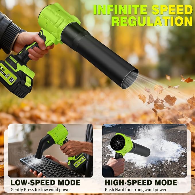 Cordless Leaf Blower, 800,000 RPM Handheld Portable Leaf Blowers with 2 X 4.0Ah Batteries, High-Speed Turbo Jet Blower Lightweight for Cleaning Yard, Patio,Leaves, Dust