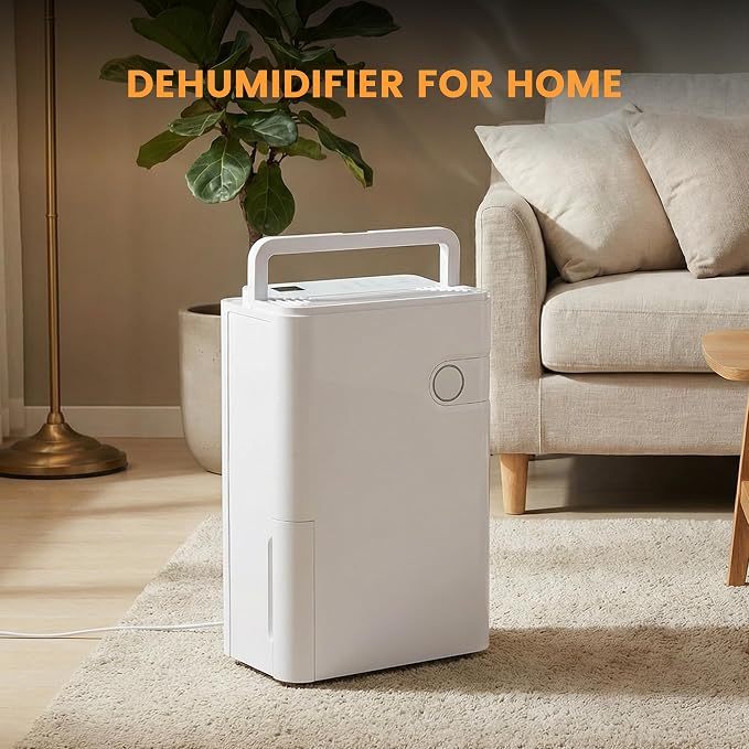80Pints Dehumidifier with Drain Hose, 5,500 Sq.Ft Dehumidifier for Basement, 5L/1.32 Gallon Tank, Energy Star Cert. 42dB, Humidity Display Ring, Humidity Remover for Home, Bedroom & Bathroom
