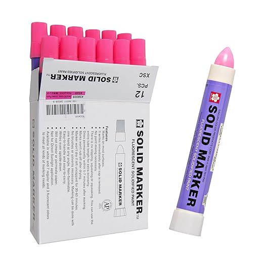 Sakura Solid Paint Markers - Permanent Marker Pens - Window, Wood & Glass Marker - Fluorescent Pink Paint - 12 Pack