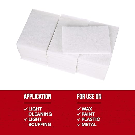 Scotch-Brite Light Cleansing Hand Pad 07445, SF Grade, 6 in x 9 in, Mild Abrasive Hand Sanding Pad, For Metal, Vinyl, Porcelain and Other Delicate Surfaces, Pack of 20