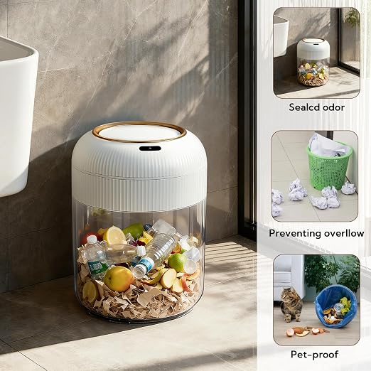 VZZNN 2 Pack Automatic Motion Sensor Trash Can with Lid,3 Gallon Slim Electric Garbage Can for Bathroom,Kitchen,Bedroom and Office,Waterproof