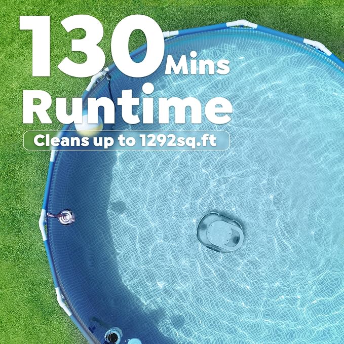 S1 Pro Cordless Robotic Pool Cleaner, 130-Min Runtime, Cleans Up to 1,292 Sq.Ft, Dual-Motor Pool Vacuum, Automatic Cleaner with Large Filter Basket, Fast Charging & Self-Parking (Phantom White)
