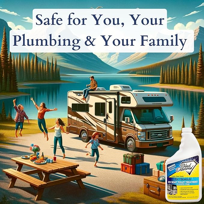 GET SERIOUS RV, Boat, Camper Chemical Toilet Holding Tank Treatment and Deodorizer. Works Faster Than Tablets or Packs in Grey and Black Water. Concentrated Stress Relief Fragrance. Eliminates Smells
