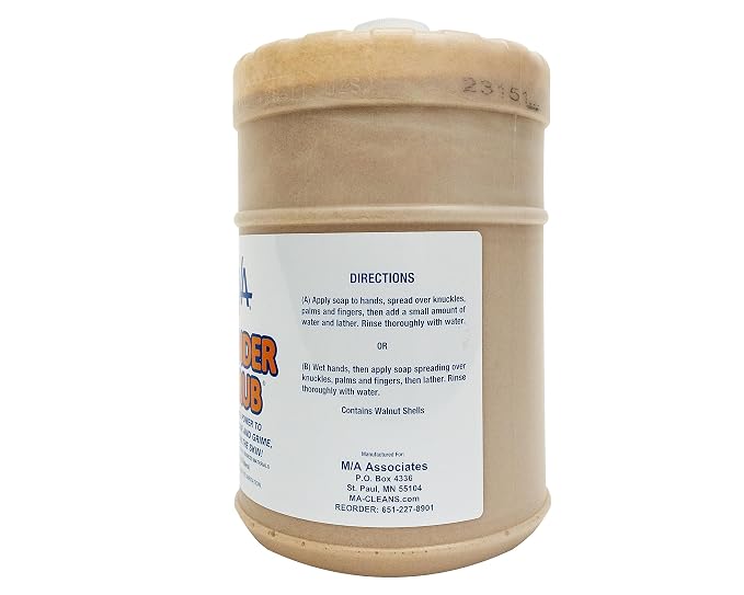 M/A Wonder Scrub - Industrial Strength Mechanic Hand Cleaner - Heavy Duty Walnut Shell Soap - Tough on Grease, Dirt, Oil, and Paint (1 Gallon)