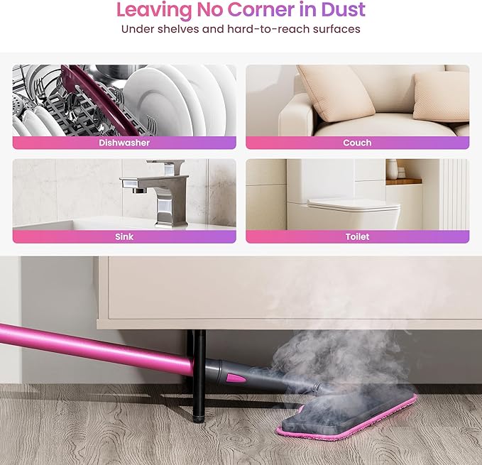 Schenley Steam Mop Cleaner with Detachable Handheld Steamer for Cleaning Hardwood, Laminate Floor, Tiles and Grout, with 14-in-1 Multi-purpose Accessories and Washable Microfiber Pads