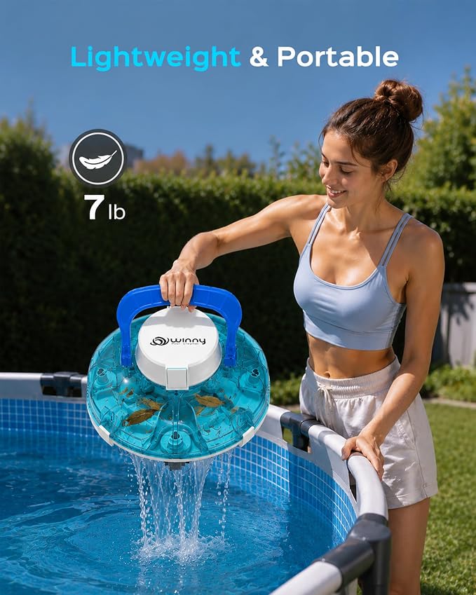 (2026 Upgrade) Cordless Pool Vacuum for Above Ground Pool, Automatic Pool Cleaner Robot Cleaning Up to 660 sq.ft, Dual-Layer Filtration, 90 Mins Runtime, Self-Parking, with Hook (Tech Blue)