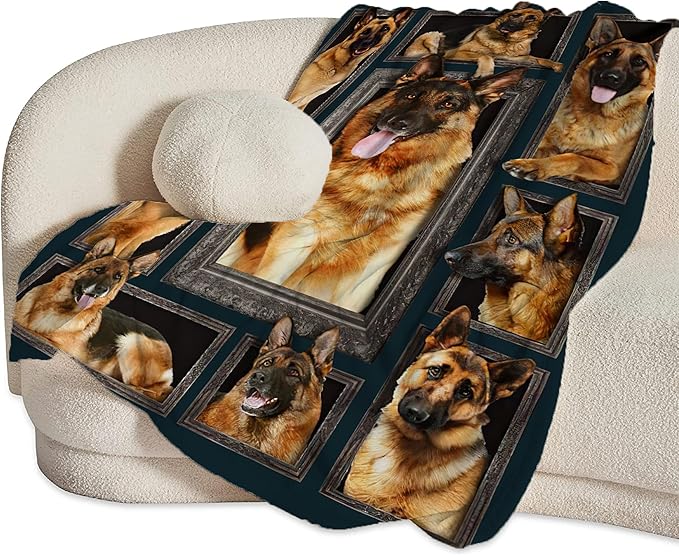 German Shepherd Dog Blanket - Cute Gifts & Decor, Soft Warm Fleece Throw for Girls, Women, Kids & Adults, 80"x60"