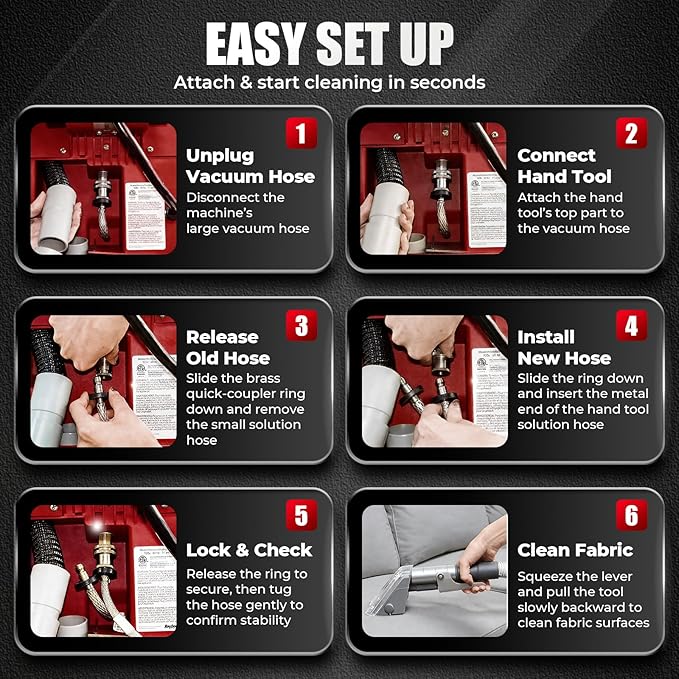 OEM Standard Upholstery Tool Attachment, Better Extractor Hose Kit Compatible with Mighty Pro|Mighty Pro X3|Wide Track Carpet Cleaning Machines, Shop Vac Extractor Kit for Carpet & Upholstery Cleaning