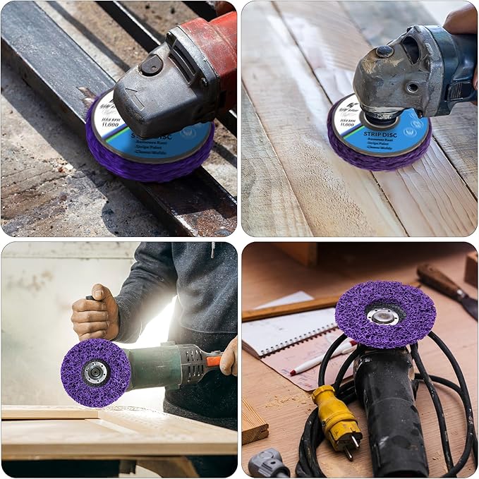 20 Pcs 4" x 5/8" Strip Discs Bulk, Paint Stripping and Rust Removal Wheels for Angle Grinders, Abrasive Grinding Discs for Metal, Wood, and Fiberglass, Purple