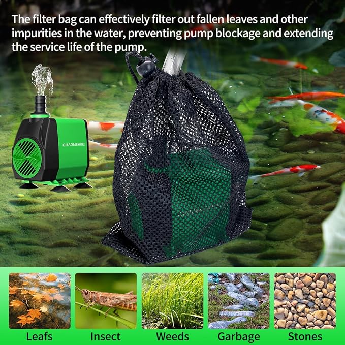 6in1 Electric Aquarium Gravel Cleaner and Submersible Water Pump 20W with 3 Nozzles