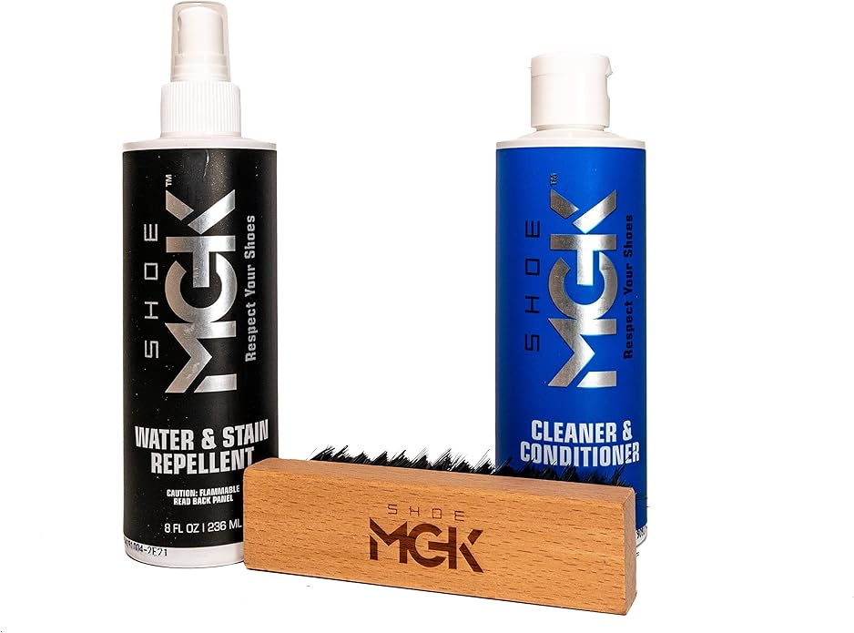 Shoe MGK Clean & Protect Shoe Care Kit Shoe Cleaner & Conditioner, Water & Stain Repellent, and Brush