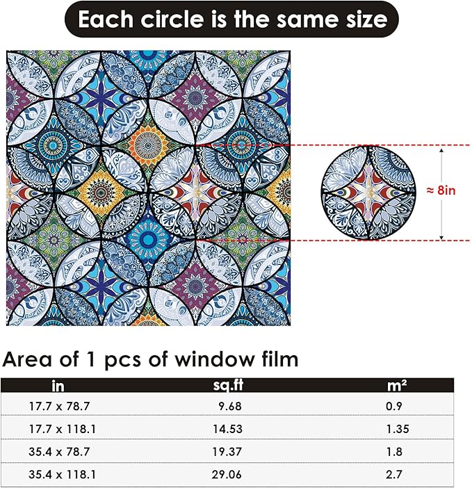 DKTIE Static Cling Decorative Window Film with Installation Tools Non Adhesive Privacy Film Stained Glass Window Film for Bathroom Shower Door Heat Cotrol Anti UV 17.7 x 118.1 Inch