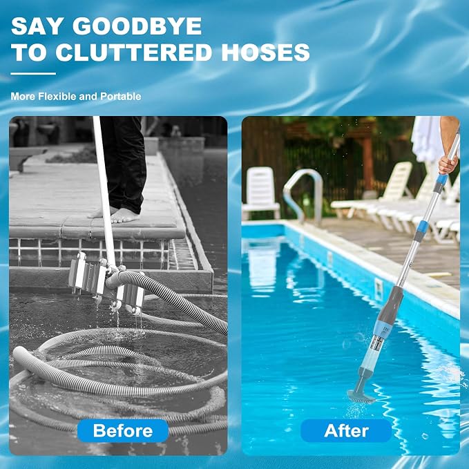 3 in 1 Cordless Rechargeable Pool Vacuum, Handheld Pool Cleaner Ideal for Spas, Hot Tubs and Small Pools for Sand and Debris