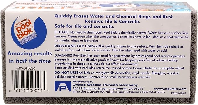 Pumie Pool Blok PB-12 Tile and Concrete Cleaning Pumice Stone for Pools | Pack of 1