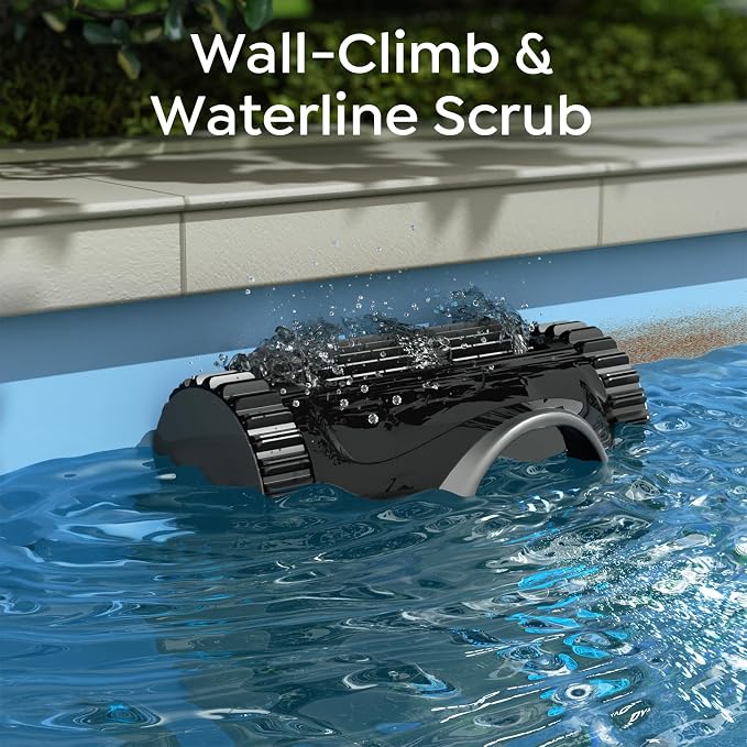 C1 Cordless Robotic Pool Cleaner with 180Mins, Wall Climbing & Waterline Cleaning, Long Runtime, Dual Layers, Automatic Pool Vacuum with APP, Multi Cleaning Modes and Paths, Transparent Slate Navy