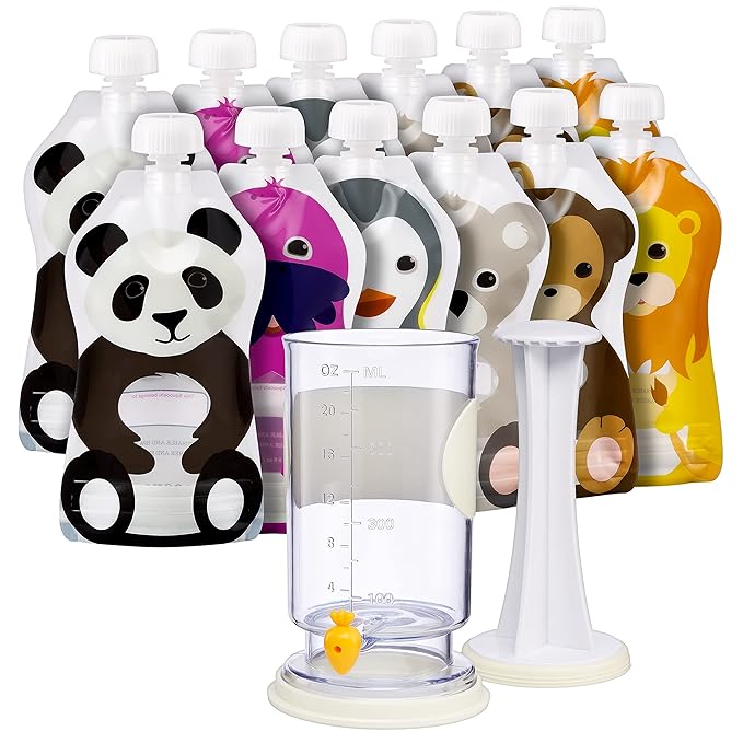 Squooshi Filling Station, Your Easiest to use Baby Food Maker/Pouch Filler for Homemade Baby Puree, BPA-Free, Dishwasher Safe, with Reusable Baby Food Pouches for Infants & Toddlers